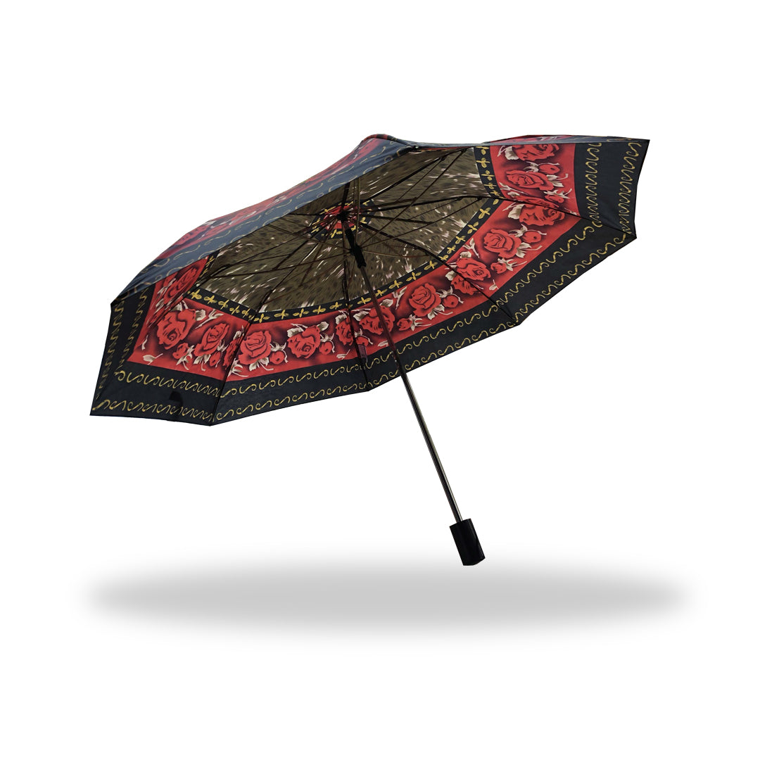 2 Folding Umbrella - Printed (Black & Red)