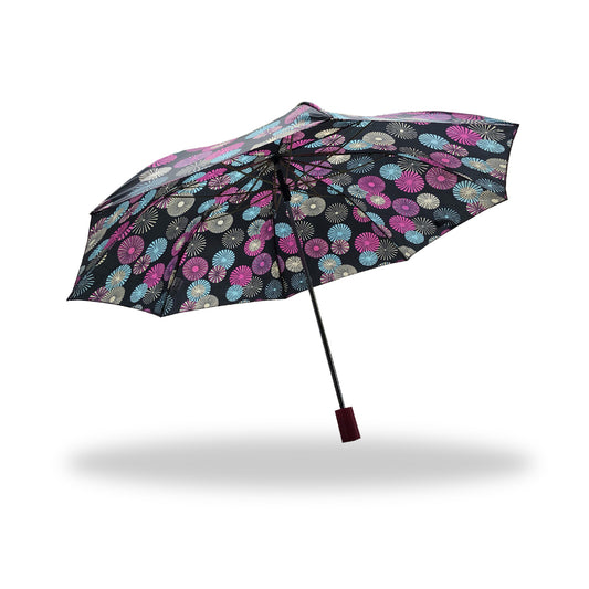 2 Folding Umbrella - Printed (Black & Pink)