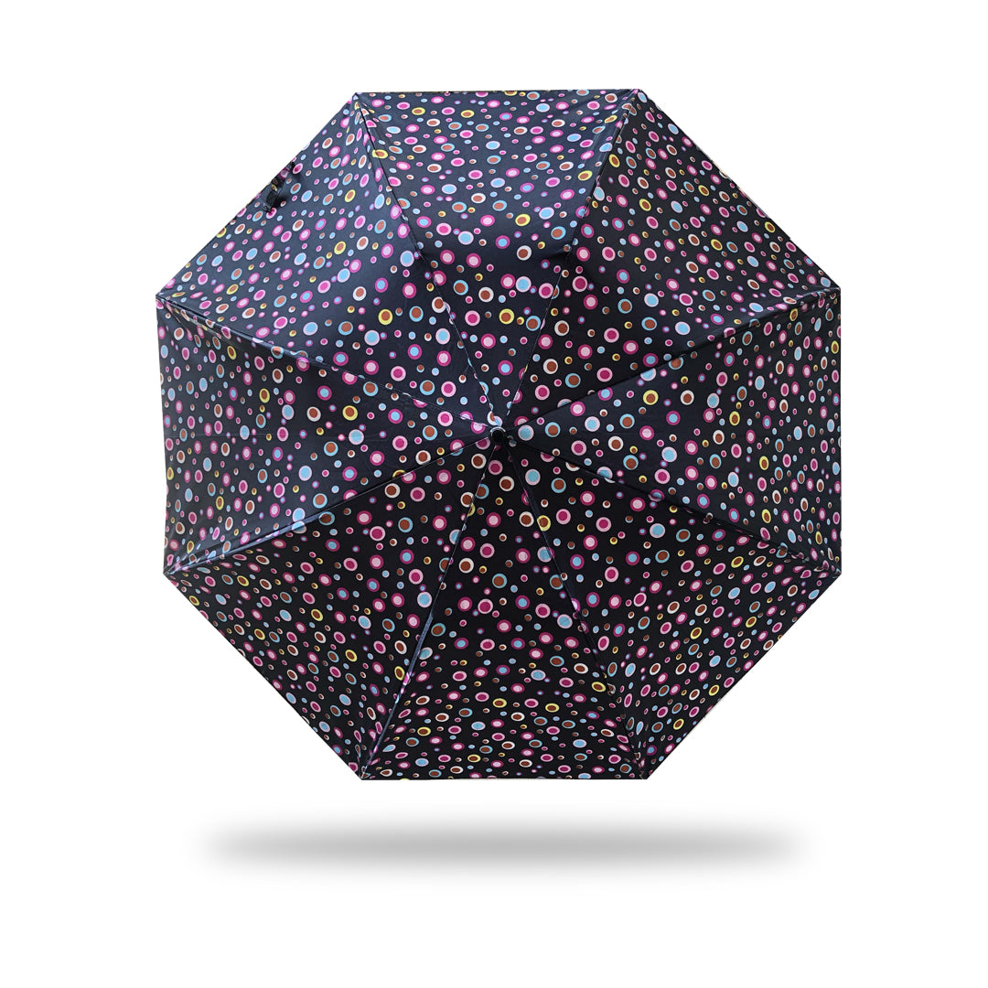 2 Folding Umbrella - Satin (Black & Pink)