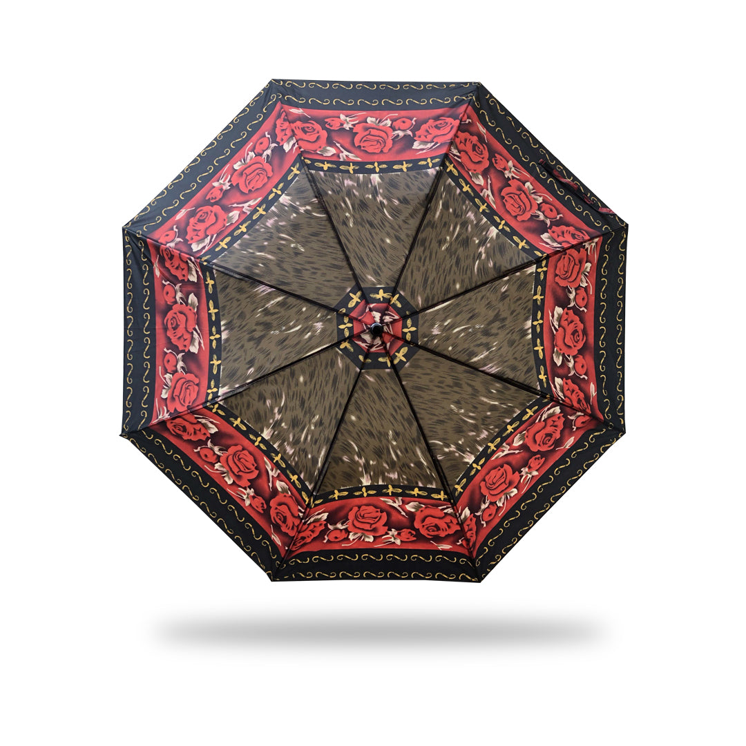2 Folding Umbrella - Printed (Black & Red)