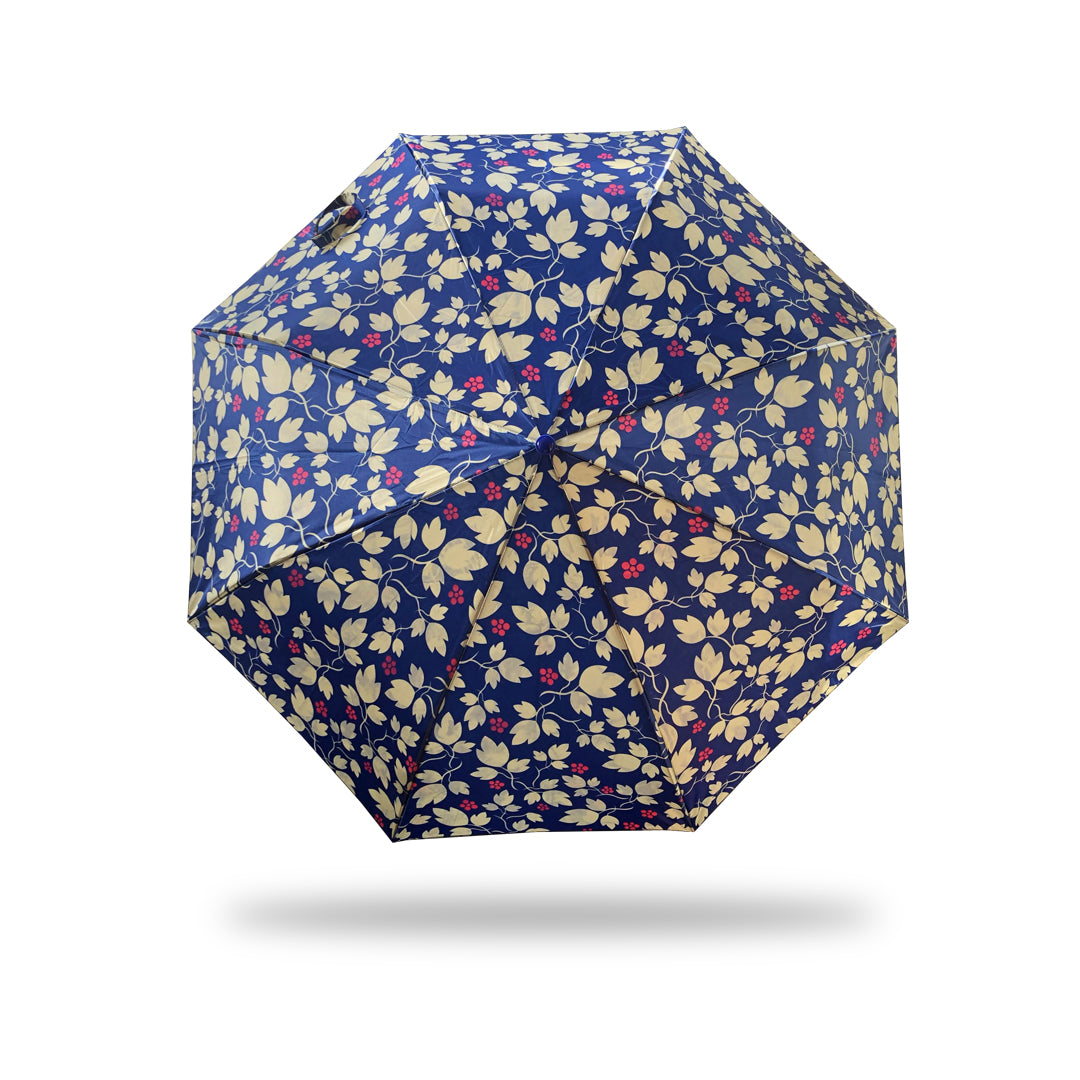 3 Folding Umbrella - Satin (Blue & Light Brown)