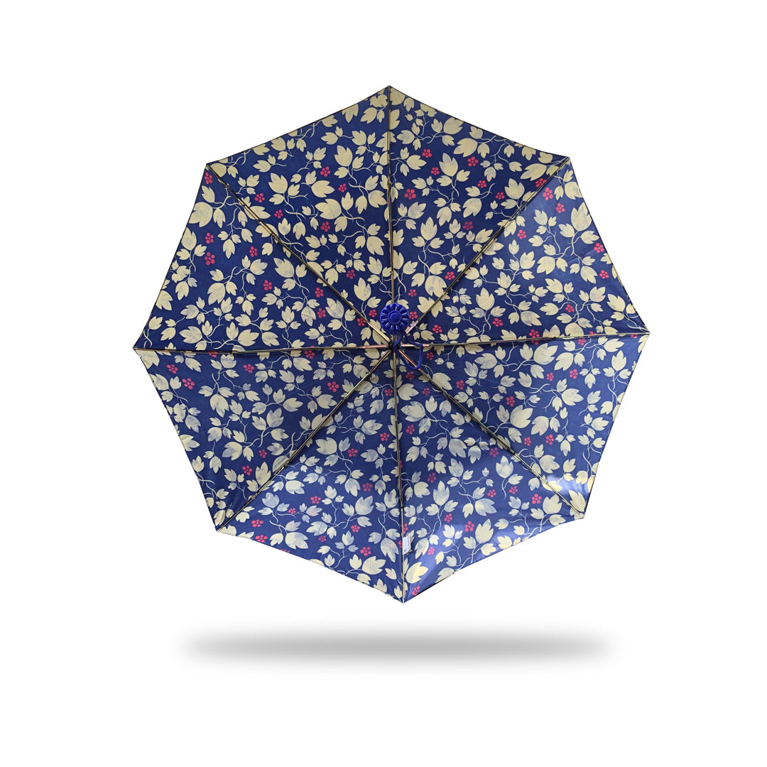 3 Folding Umbrella - Satin (Blue & Light Brown)