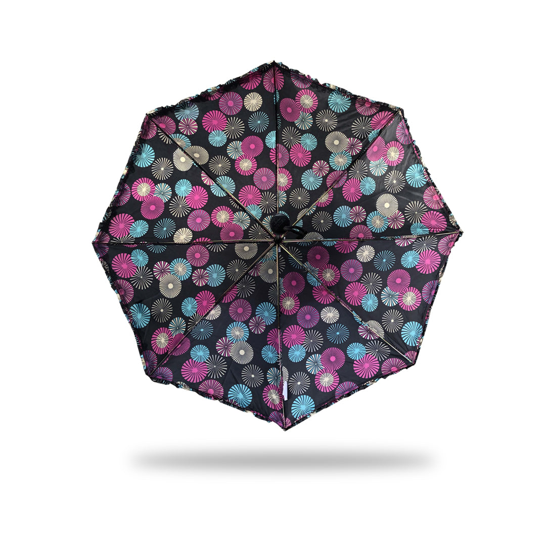 2 Folding Umbrella - Frill (Pink & Black)