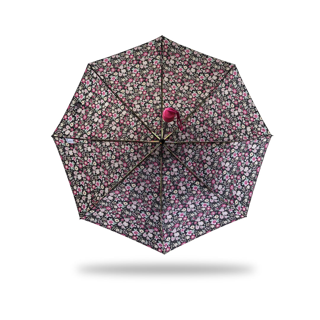 3 Folding Umbrella - Printed (Pink & Black)